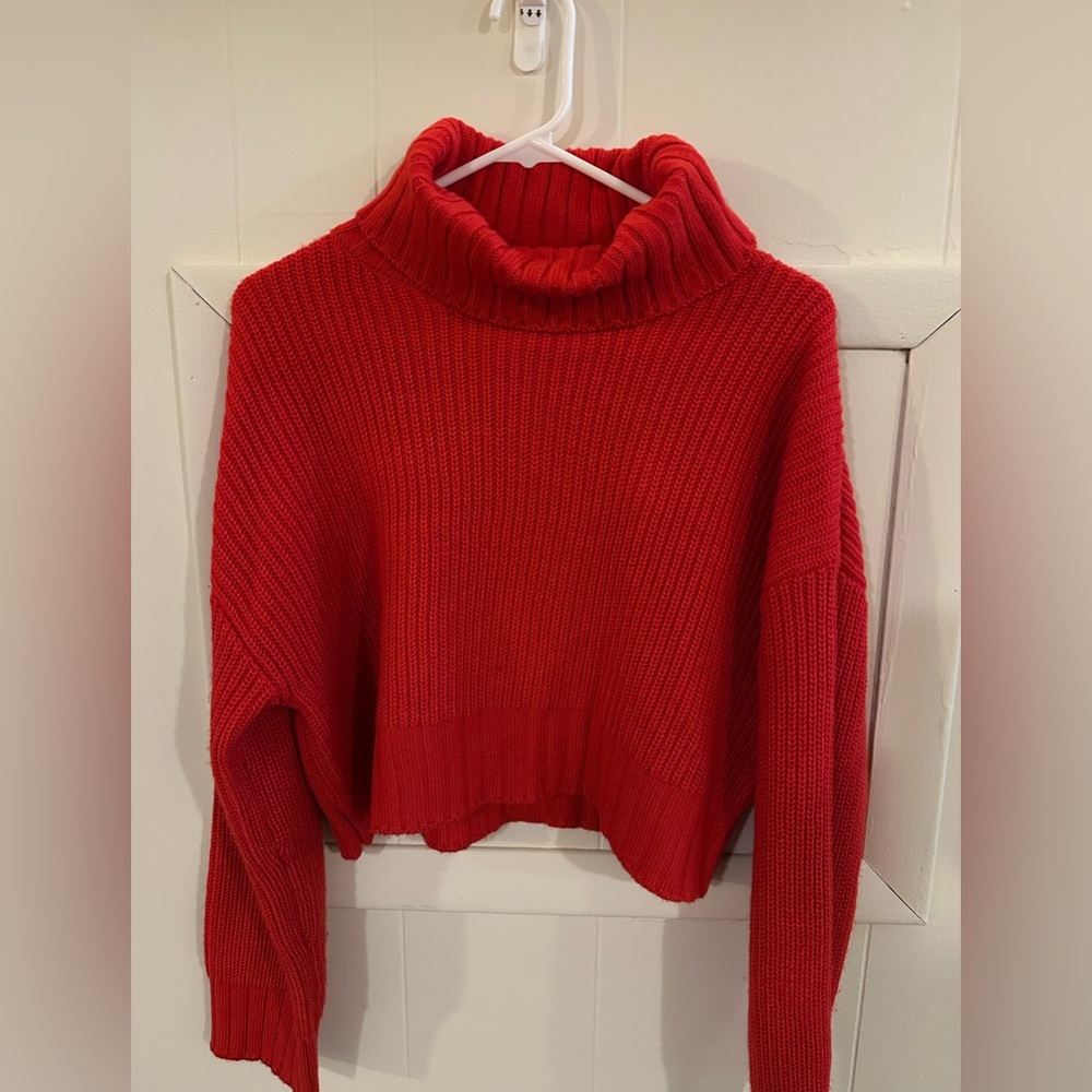 Elegant Red Cowl Neck Sweater